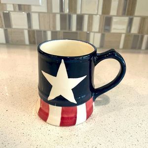 Vintage Laurie gates design mug coffee cup United States flag America Texas star